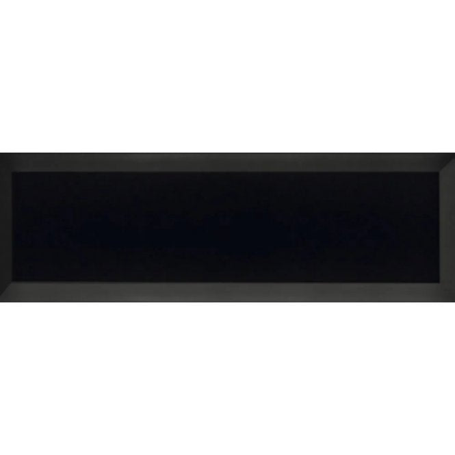 Metro Bevelled Gloss Black 10cm x 30cm Wall Tile