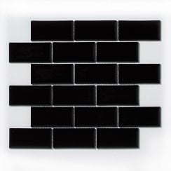 Metro Bevelled Gloss Black 29.55cm x 29.1cm (4.5cm x 9.5cm) Mosaic Tile