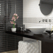 Equipe Metro Bevelled Gloss Black 7.5cm x 30cm Wall Tile