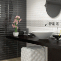 Equipe Metro Bevelled Gloss Black 7.5cm x 30cm Wall Tile
