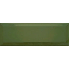 Metro Bevelled Gloss Bottle Green 10cm x 30cm Wall Tile