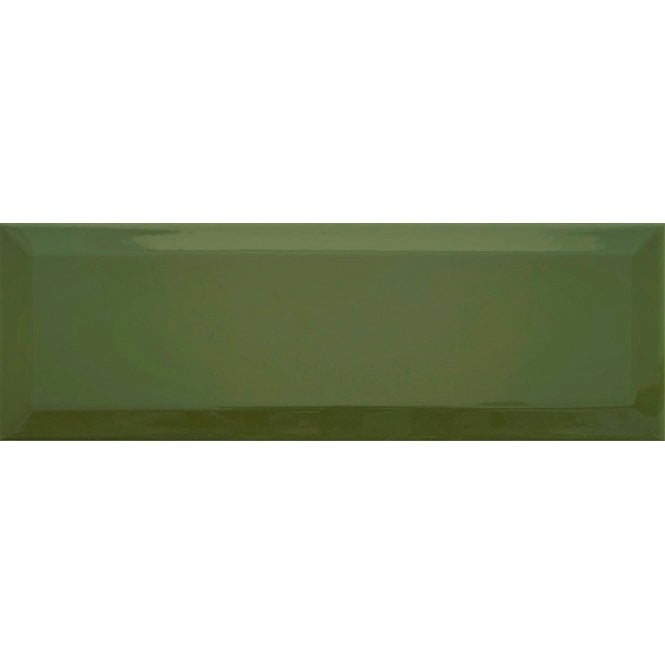 Metro Bevelled Gloss Bottle Green 10cm x 30cm Wall Tile