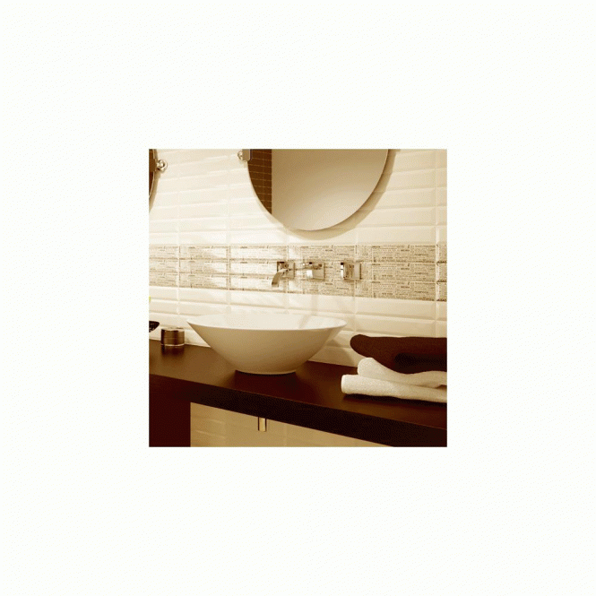 Equipe Metro Bevelled Gloss Cream 7.5cm x 30cm Wall Tile