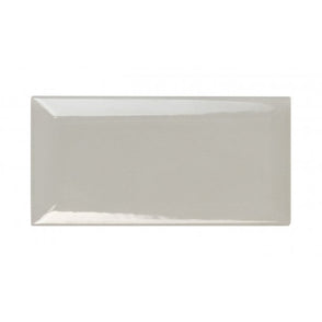 Equipe Metro Bevelled Gloss Light Grey 7.5cm x 15cm Wall Tile