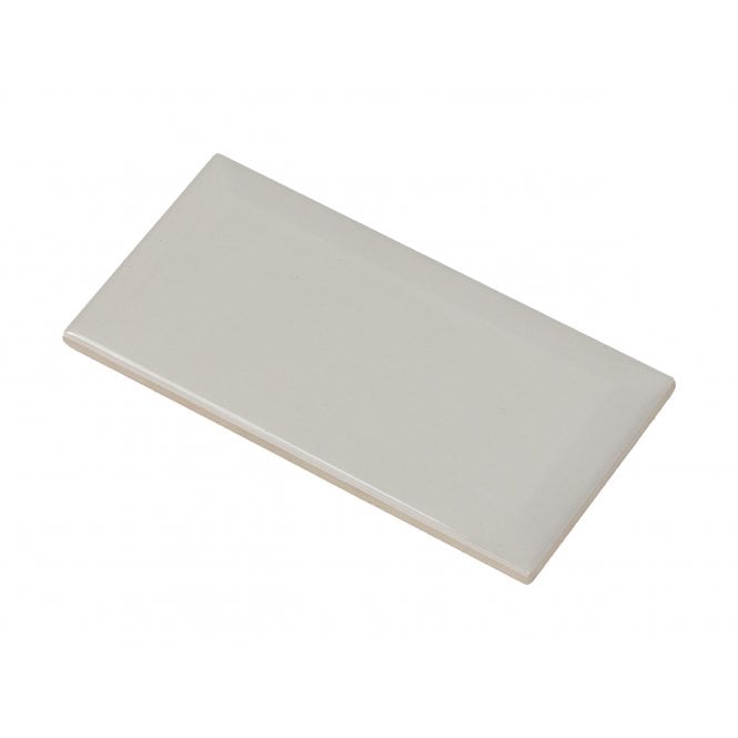 Equipe Metro Bevelled Gloss Light Grey 7.5cm x 15cm Wall Tile
