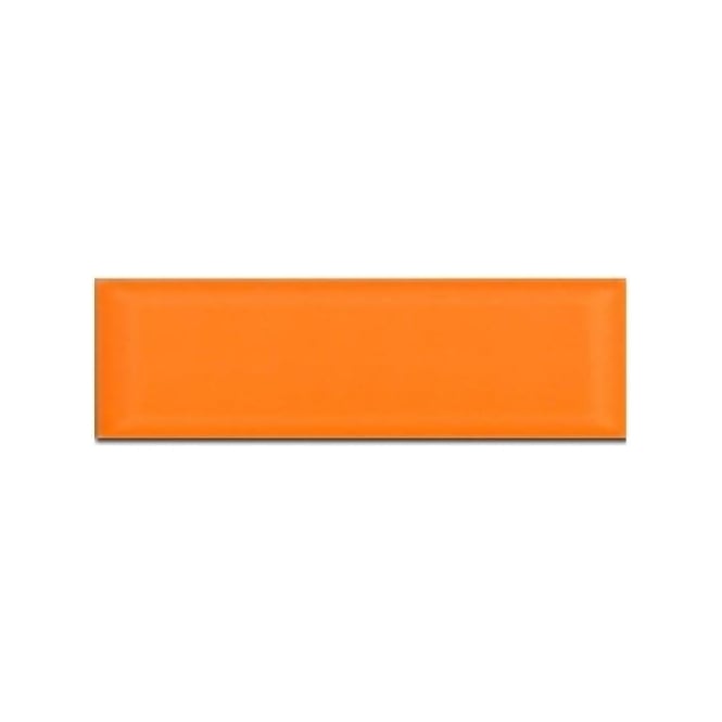 Metro Bevelled Gloss Orange 10cm x 30cm Wall Tile