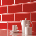 Metro Bevelled Gloss Red 10cm x 30cm Wall Tile