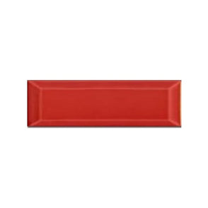 Metro Bevelled Gloss Red 10cm x 30cm Wall Tile