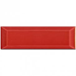 Metro Bevelled Gloss Red 10cm x 30cm Wall Tile