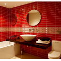 Equipe Metro Bevelled Gloss Red 7.5cm x 30cm Wall Tile