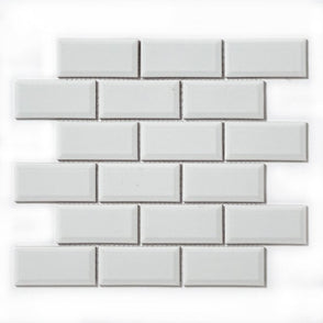 Metro Bevelled Gloss White 29.55cm x 29.1cm (4.5cm x 9.5cm) Mosaic Tile