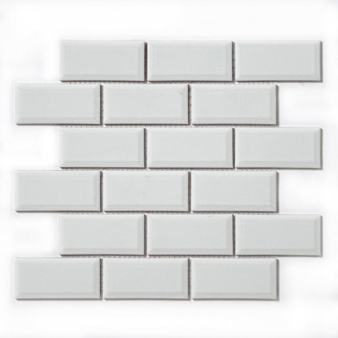 Metro Bevelled Gloss White 29.55cm x 29.1cm (4.5cm x 9.5cm) Mosaic Tile