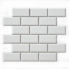Metro Bevelled Gloss White 29.55cm x 29.1cm (4.5cm x 9.5cm) Mosaic Tile