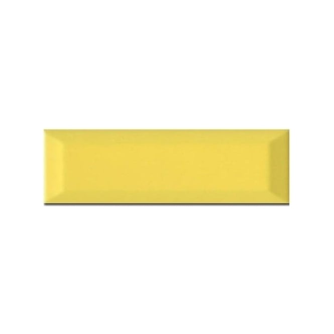 Metro Bevelled Gloss Yellow 10cm x 30cm Wall Tile