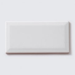 Metro Bevelled Matt White 10cm x 20cm Wall Tile