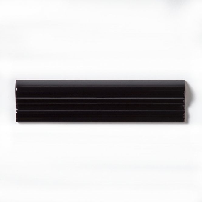 Metro Black 5cm x 20cm Dado Border Tile