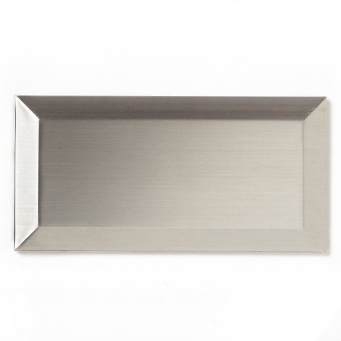 Metro Brick Brushed Steel 10cm x 20cm Wall Tile