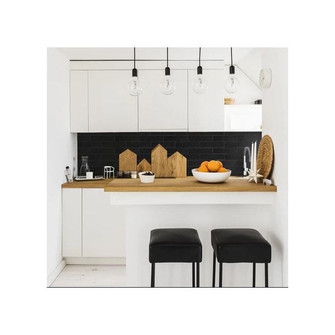 Metro Brick Flat Matt Black 10cm x 20cm Wall Tile