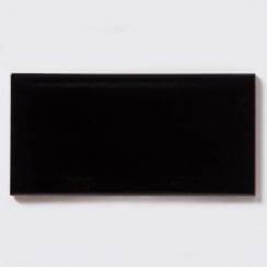 Metro Brick Gloss Black 10cm x 20cm Wall Tile