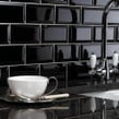 Metro Brick Gloss Black 10cm x 20cm Wall Tile