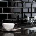 Metro Brick Gloss Black 10cm x 20cm Wall Tile