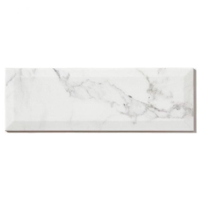 Metro Brick Gloss Calacatta Gris 10cm x 30cm Wall Tile