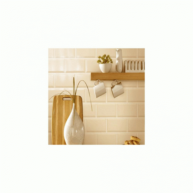 Metro Brick Gloss Dark Cream 10cm x 20cm Wall Tile