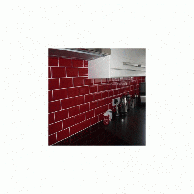 Metro Brick Gloss Dark Red 10cm x 20cm Wall Tile
