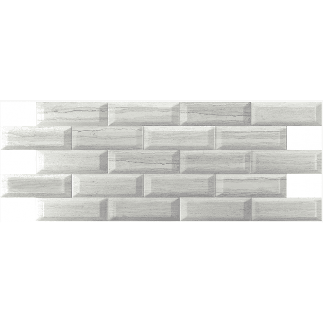 Metro Brick Gloss Travertino Gris 10cm x 30cm Wall Tile
