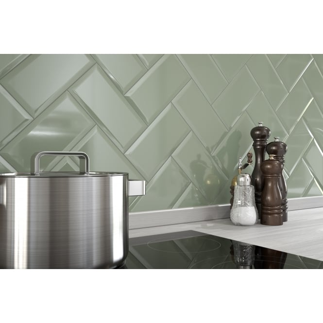 Metro Brick Gloss Wild Sage 10cm x 20cm Wall Tile
