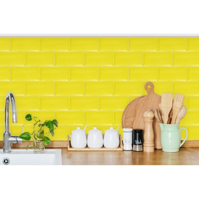 Metro Brick Gloss Yellow 10cm x 20cm Wall Tile