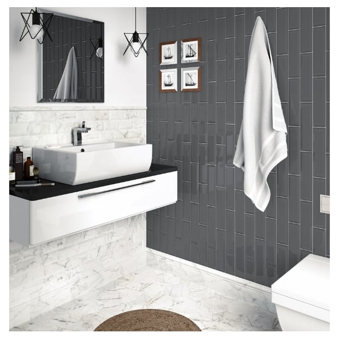 Equipe Metro Carrara Matt 7.5cm x 30cm Wall Tile