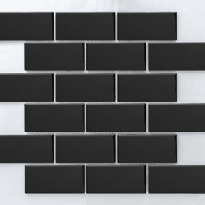 Metro Flat Gloss Black 29.55cm x 29.1cm (4.5cm x 9.5cm) Mosaic Tile