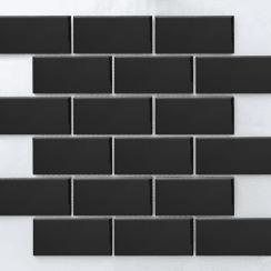 Metro Flat Gloss Black 29.55cm x 29.1cm (4.5cm x 9.5cm) Mosaic Tile