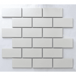 Metro Flat Gloss White 29.55cm x 29.1cm (4.5cm x 9.5cm) Mosaic Tile