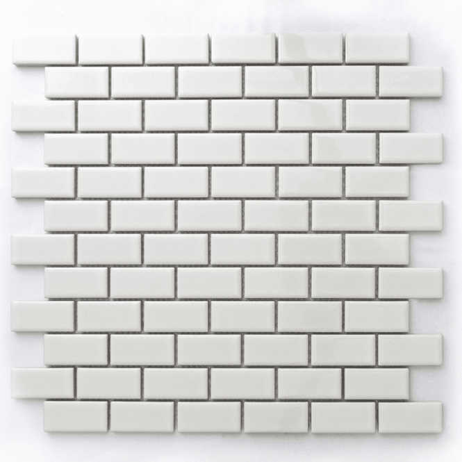 Metro Flat Gloss White 30cm x 30cm (2.3cm x 4.8cm) Mosaic Tile