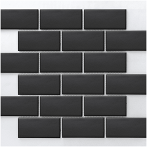 Metro Flat Matt Black 29.55cm x 29.1cm (4.5cm x 9.5cm) Mosaic Tile