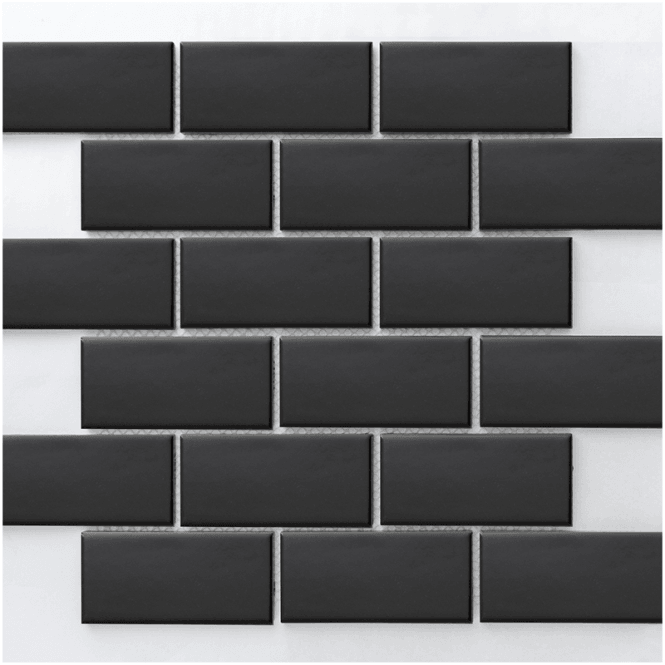 Metro Flat Matt Black 29.55cm x 29.1cm (4.5cm x 9.5cm) Mosaic Tile