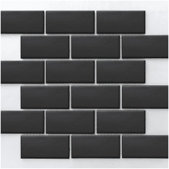Metro Flat Matt Black 29.55cm x 29.1cm (4.5cm x 9.5cm) Mosaic Tile