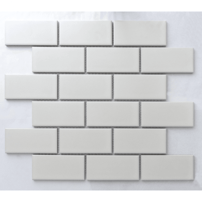 Metro Flat Matt White 29.55cm x 29.1cm (4.5cm x 9.5cm) Mosaic Tile