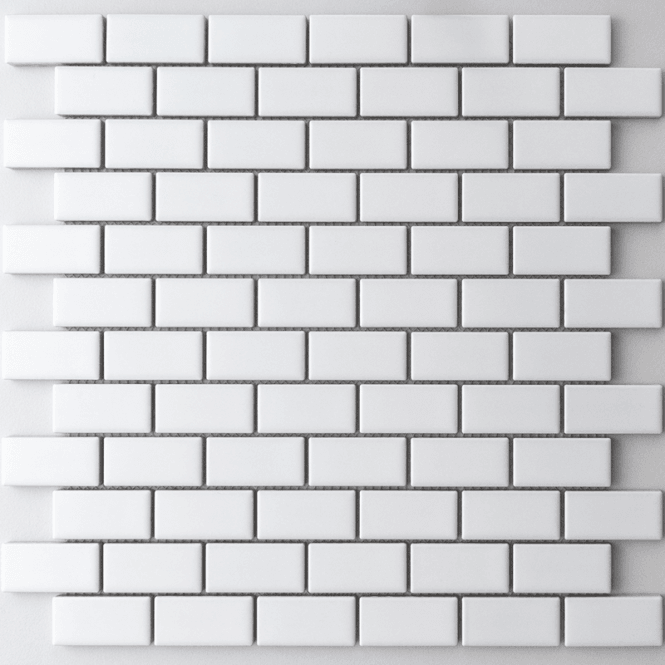 Metro Flat Matt White 30cm x 30cm (2.3cm x 4.8cm) Mosaic Tile