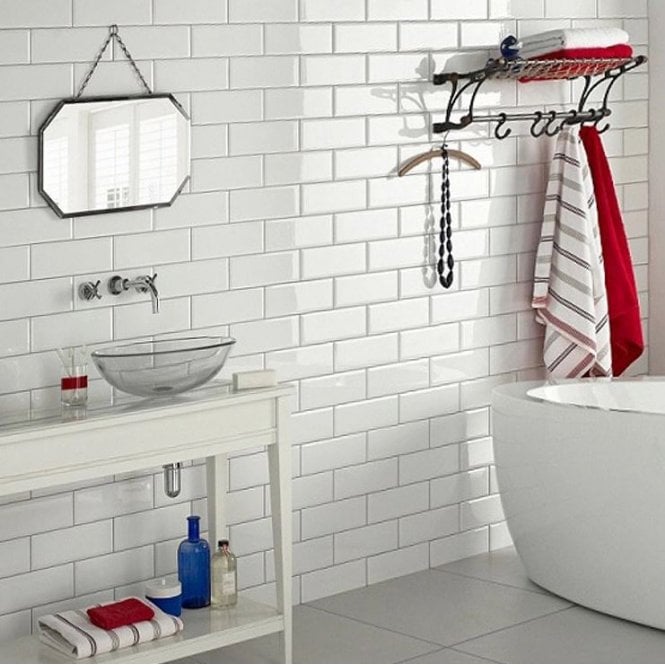 Metro Flat White 7.5cm x 15cm Wall Tile