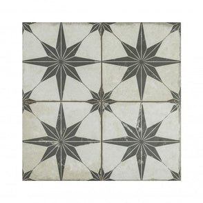 Metropolistyle Star Black Pattern 45cm x 45cm Wall & Floor Tile