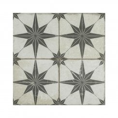 Metropolistyle Star Black Pattern 45cm x 45cm Wall & Floor Tile