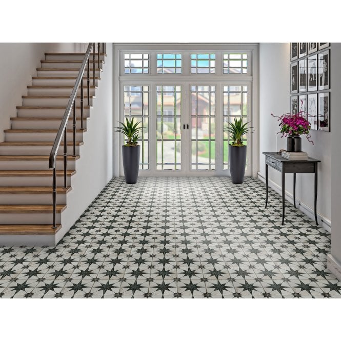 Metropolistyle Star Black Pattern 45cm x 45cm Wall & Floor Tile