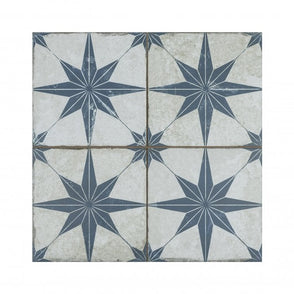 Metropolistyle Star Indigo Pattern 45cm x 45cm Wall & Floor Tile