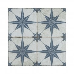 Metropolistyle Star Indigo Pattern 45cm x 45cm Wall & Floor Tile