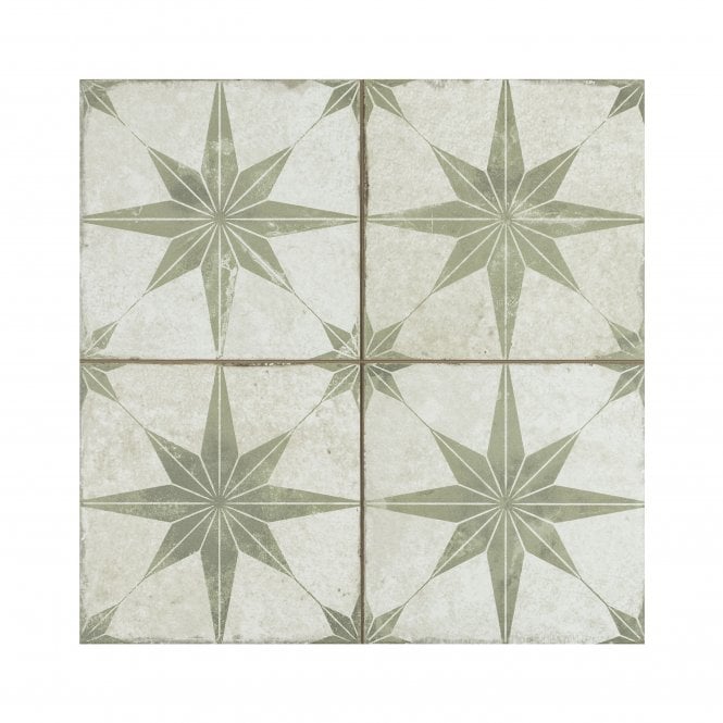 Metropolistyle Star Laurel Pattern 45cm x 45cm Wall & Floor Tile