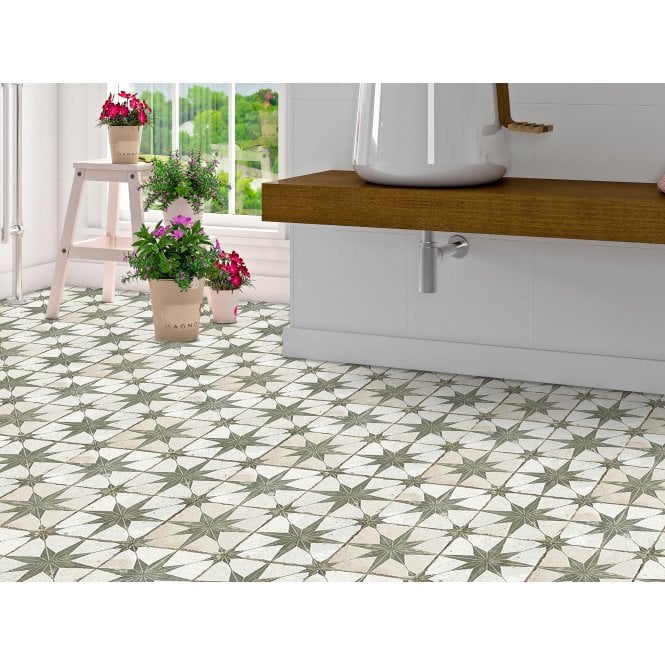 Metropolistyle Star Laurel Pattern 45cm x 45cm Wall & Floor Tile