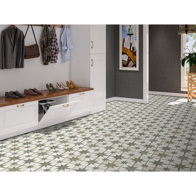 Metropolistyle Star Laurel Pattern 45cm x 45cm Wall & Floor Tile